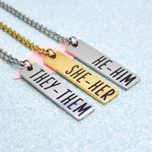 Voornaamwoord ketting, transgender, niet-binair, genderqueer sieraden