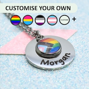 Signature Custom LGBTQ+ Pride Necklace, Personalise with a name, Perfect for Pride events, LGBT Pride, Lesbian Pride, Gay Pride Flag