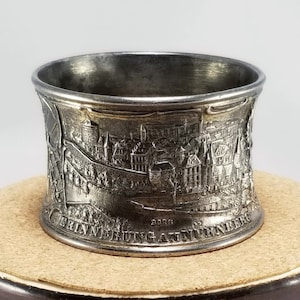 Vintage Nuremberg Napkin Ring Repousse Silverplate Henkersteg Bratwurst Glocklein Nurnberg