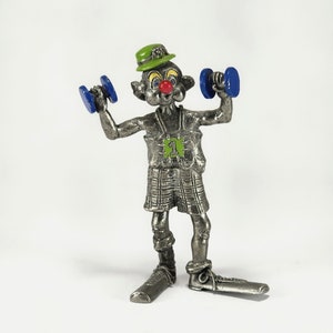 GT Britain Exquisite Miniature Clown Weightlifter Pewter Collectible