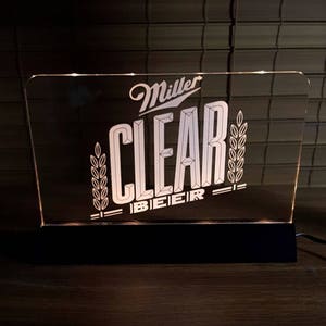 1993 Miller Clear Beer Electric Sign Illuminated Back Bar
