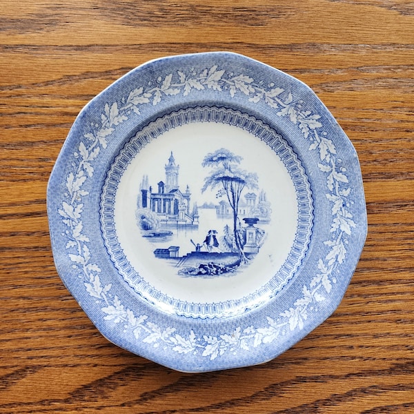 1845 Transferware Palmyra Pattern Dish Jacob Furnival 12 Sided
