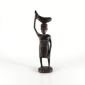 African Woman Wooden Figurine Hand Carved