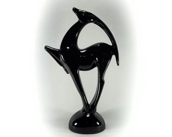 Haeger Gazelle Antelope Statue Black Gloss 16.5" High