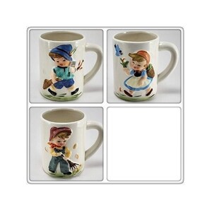Vintage Child Depiction Cups Ceramic Made in Japan Set of 3