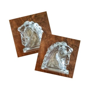 Federal Glass Horse Head Bookends
