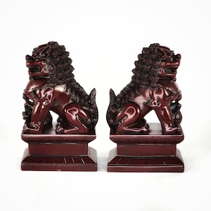 Foo Dogs Mandarin Red Resin