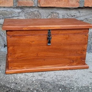 Secret compartment wood storage box , reclaimed wood box with hidden tray hand made in Italy