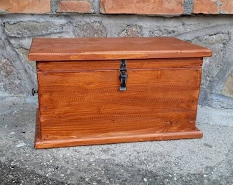 Secret compartment wood storage box , reclaimed wood box with hidden tray hand made in Italy