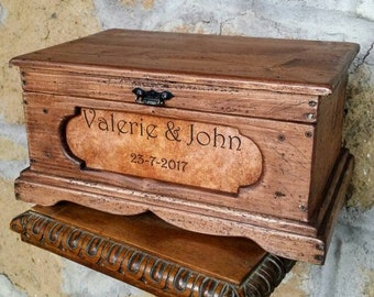 Personalized  box , custom wood box with name , reclaimed wood box  .
