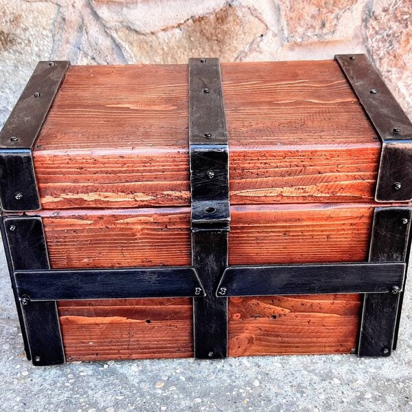 Large Wood Treasure Chest Hidden Compartment Etsy