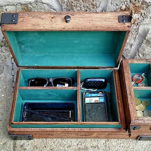 Men's valet box,  wooden watch box , rustic jewelry box