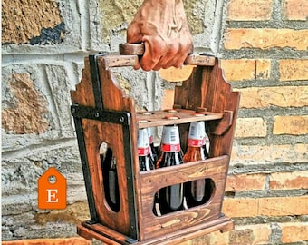 Beer caddy wooden beer carrier rustic wood