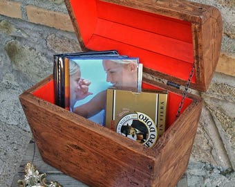 Rustic Wooden Chest with Lid – Handmade Treasure Box, Pirate Trunk, Keepsake Storage Gift Idea