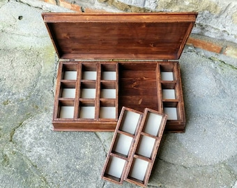 18 watches box , jewelry box , mens valet box , reclaimed wood box for 18 watches , hand made in Italy