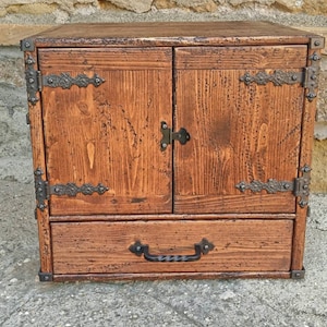 Wooden cupboard with drawer , reclaimed wood cabinet with drawer , rustic cupboard cabinet