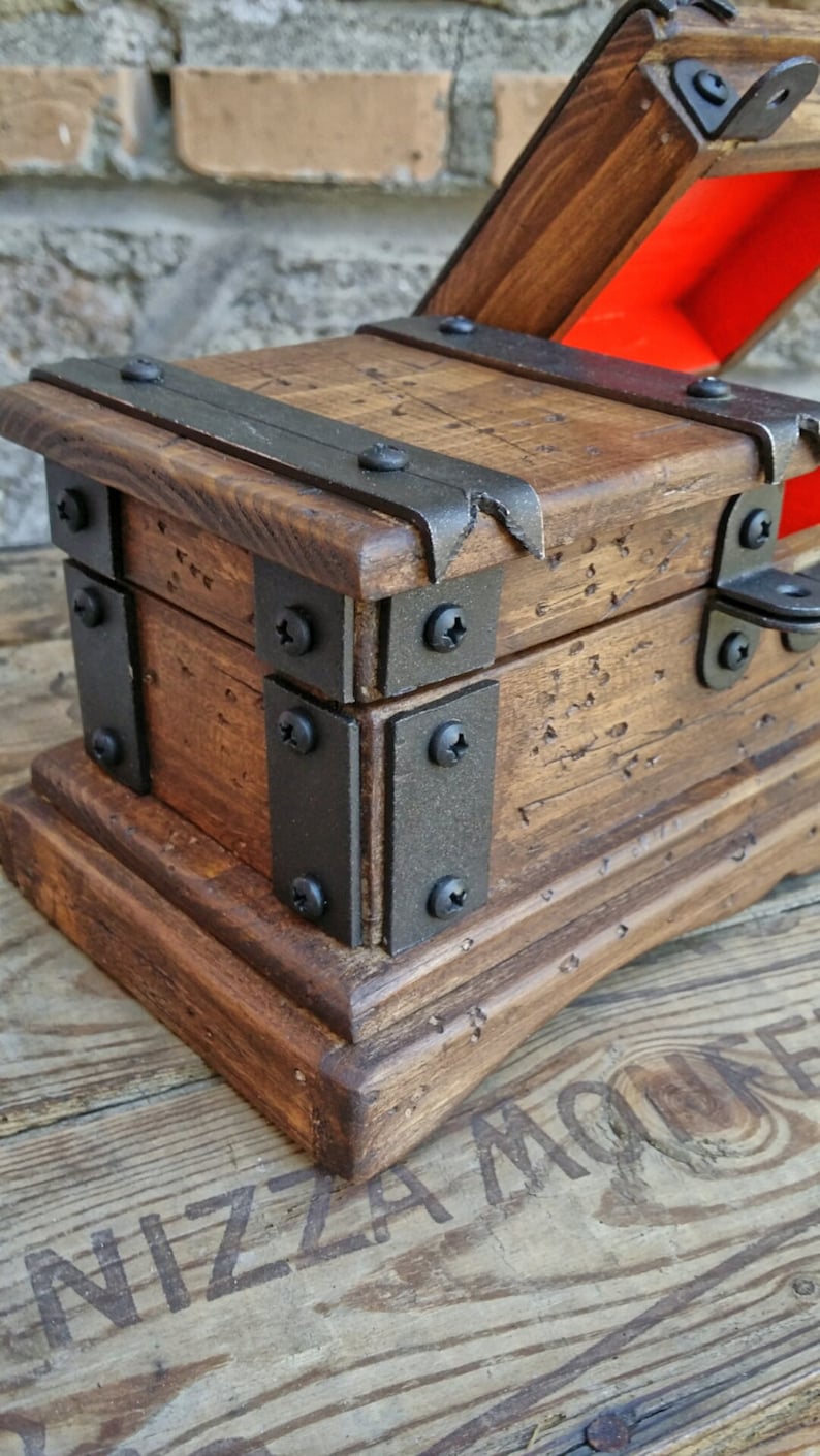 Rustic wooden jewelry box reclaimed wood treasure chest hand Etsy