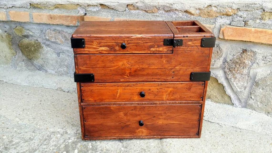 Hidden compartment valet box with trays chest of drawers Etsy