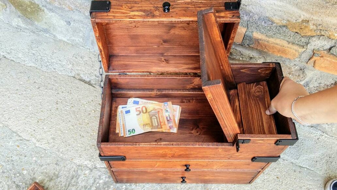 Hidden compartment valet box with trays chest of drawers Etsy