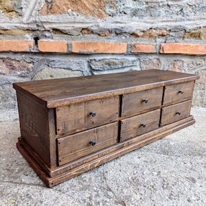 Jewelry chest with 6 drawers made in Italy with old wood , reclaimed wood chest of drawers