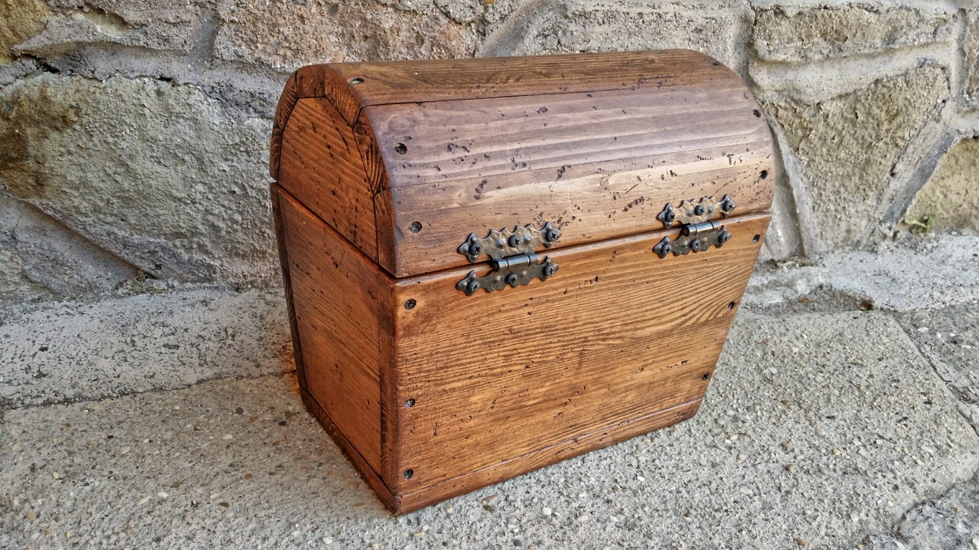 Wooden Trunk , Treasure Chest , Wood Keepsake Box 