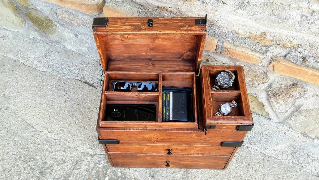 Volta Black Leather Watch Box & Jewelry Storage Box