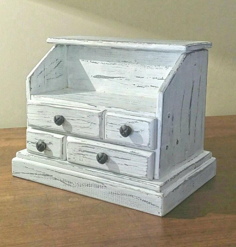 Wooden Jewelry Box shabby Chic Box Whit Dravers White Jewelry Etsy