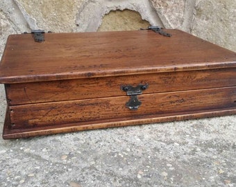 Joyero de madera, caja de recuerdos de madera recuperada, estilo rústico, fabricado en Italia.