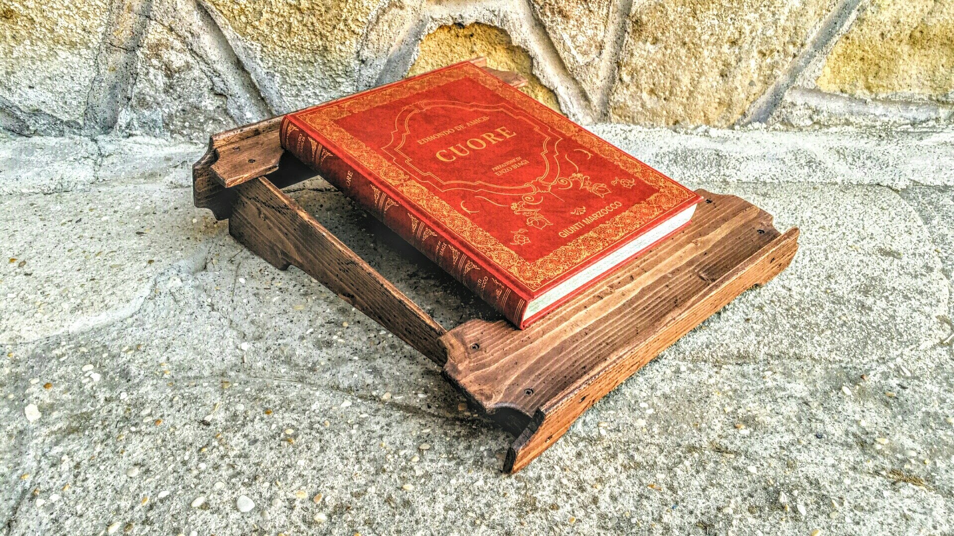 atril de música de madera recuperada, soporte de madera para libros de madera de estilo rústico y partituras musicales