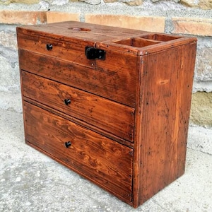 Wood chest of drawers jewelry box   , valet box hancrafted in Italy from old wood   , reclaimed wood and metal box made in Italy
