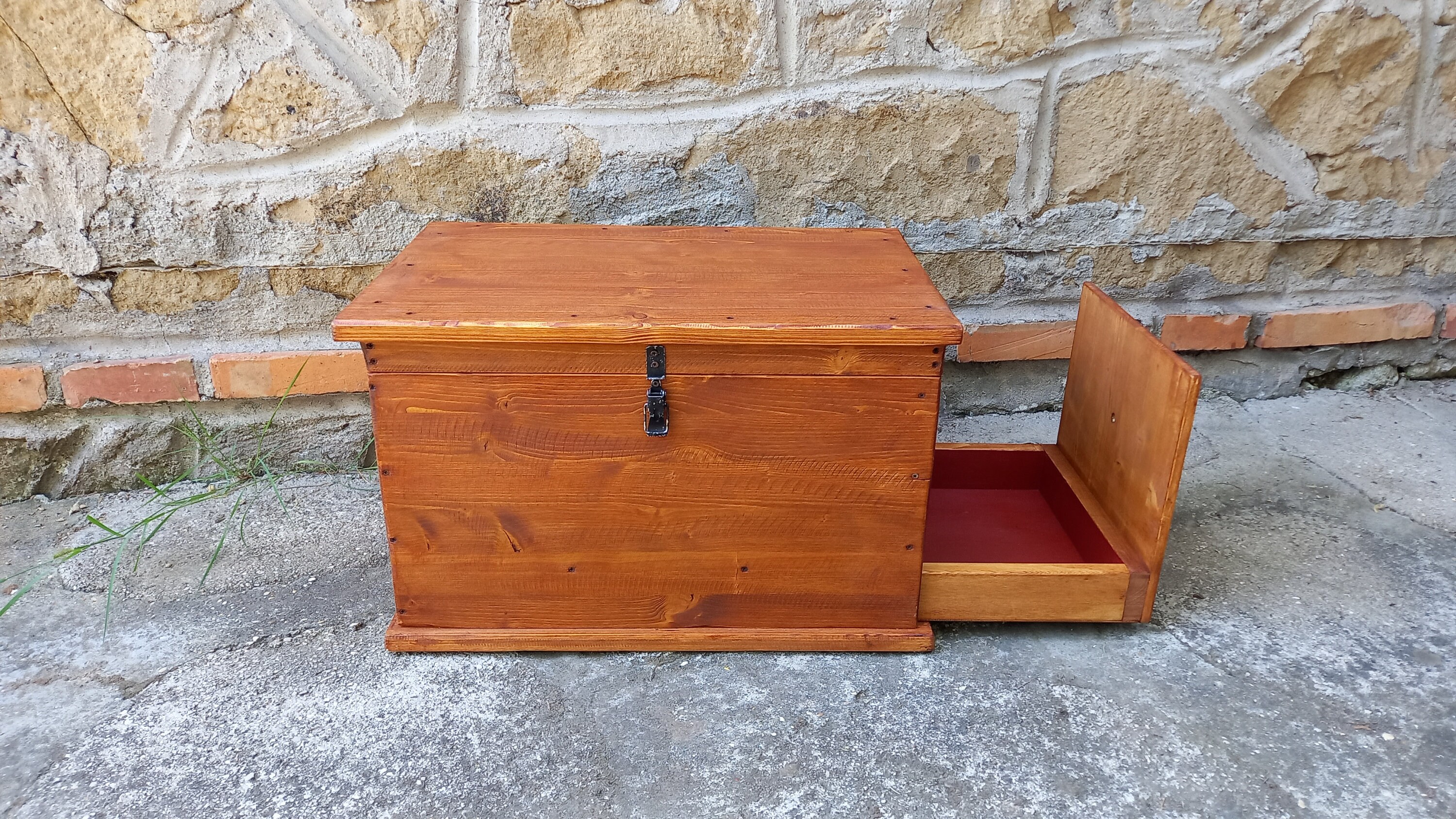 Rustic Hidden Storage Vintage Box With Secret Drawer Made in Italy With Old Wood , Hidden ...
