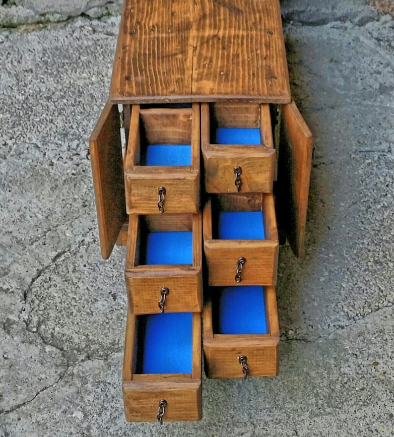 Rustic Wooden Box ,antiqued Jewelry Box With Drawers , Keepsake Box - Etsy