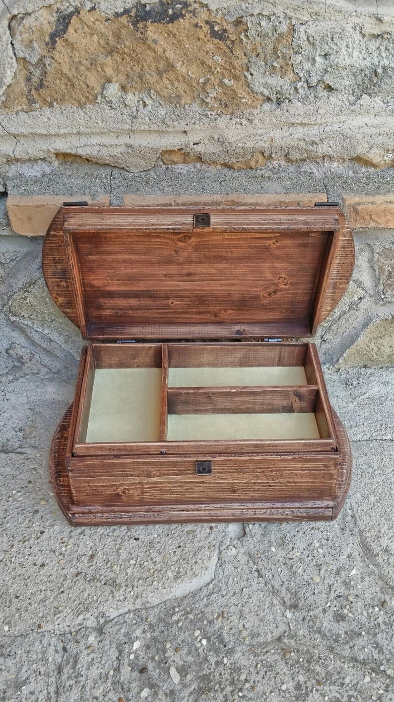 Box With Lid and Trays Valet Box Reclaimed Wood Jewelry Etsy