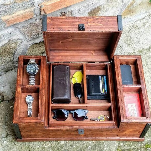 Large Valet Box With Lid Made in Italy Made of Old Wood Etsy