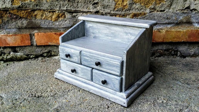 Italian jewelry box with drawers and hooks Shabby chic handmade wooden jewelry box