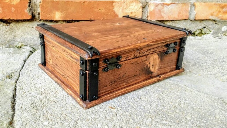 jewelry box with tray reclaimed wood keepsake box wood and metal box made in Italy