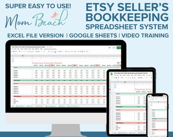 Tableur Etsy pour la comptabilité du vendeur - Versions Google Sheets et Excel incluses - Remplace les logiciels coûteux - Shopify aussi !