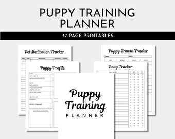 Puppy Training Planner | Potty Training | Pet Puppy Profile | Pet Medication Tracker | Pet Feeding Schedule | Pet Vaccinations | 8.5 x 11