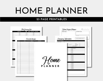 Home Planner Black and White | Home Project Planner | Home Inventory | Mom Planner | Home Recipe Journal | Home Cleaning | 8.5 x 11 | Letter