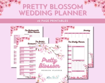 Agenda de mariage Pretty Blossom | Planificateur de budget de mariage | Planificateur de tenues de mariage | Feuilles de travail pour mariage | 8,5 x 11 | Lettre | Téléchargement numérique