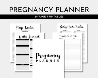 Pregnancy Planner Black and White | Pregnancy Tracker | Pregnancy Journal | Daily Weekly Monthly Plan | Nursery Ideas  | 8.5 x 11 | Letter