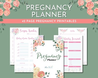 Pregnancy Planner | Daily Journal | Nursery Ideas | Baby Shower | Kick Count Log | Feeding Log | 8.5 x 11 | Letter | Digital Download