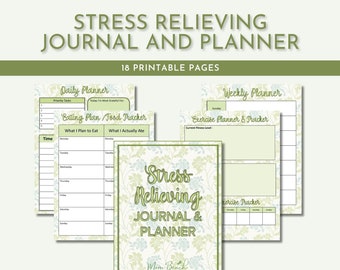 Journal et agenda anti-stress | Hebdomadaire quotidien sur le stress | Journal de suivi du stress | 8,5 x 11 | Lettre | Téléchargement numérique