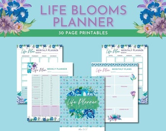 Agenda Fleurs de Vie | Planificateur de vie | Objectifs financiers de la vie et de la santé | Planificateur de santé de la vie | 8,5 x 11 | Lettre | Téléchargement numérique