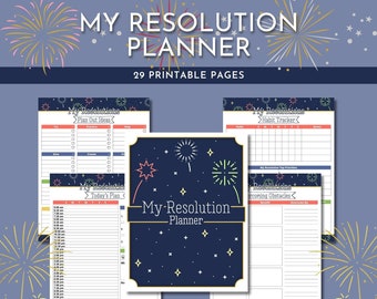 Mon agenda de résolution de problèmes | Journal des résolutions | Suivi des habitudes | Liste de contrôle de résolution | Résolution à faire | 8,5 x 11 | Lettre | Téléchargement numérique