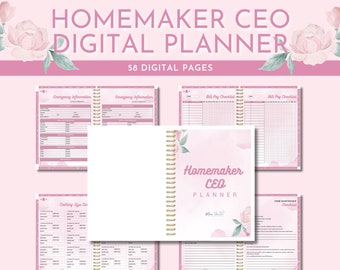 Planificateur numérique de PDG de femme au foyer | Agenda maman | Suivi des dépenses de maman | Planificateur de recettes pour maman | Planificateur de ménage pour maman | Téléchargement numérique