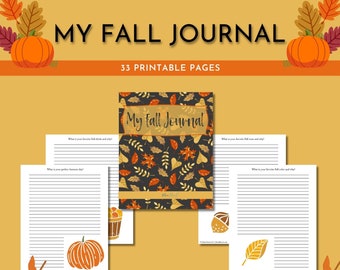 Mon journal d'automne | Invites de journal | Journal thématique d'automne | Journal de fixation d'objectifs de vie | 8,5 x 11 | Lettre | Téléchargement numérique
