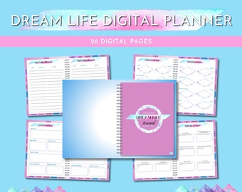 Agenda numérique Dream Life | Tableau Vision | Auto-évaluation | Fixation d'objectifs | Affirmations | Téléchargement numérique