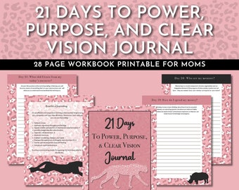21 jours pour pouvoir, objectif et vision claire Journal - 28 pages imprimables - 8,5 x 11 - Lettre - Cahier d'exercices de journal
