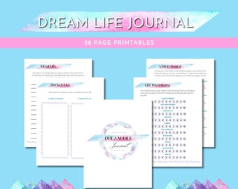 Journal de vie de rêve | Planificateur de vie | Tableau Vision | Auto-évaluation | Fixation d'objectifs | Affirmations | 8,5 x 11 | Lettre | Téléchargement numérique